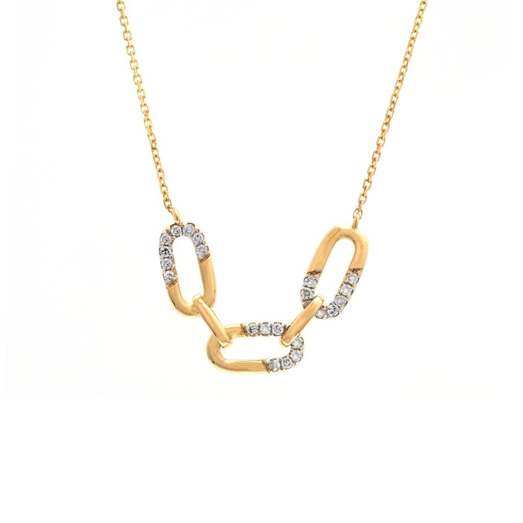 14K Yellow Gold Fashion Single Micro Pave Diamond Necklace Birmingham Jewelry Necklace Birmingham Jewelry