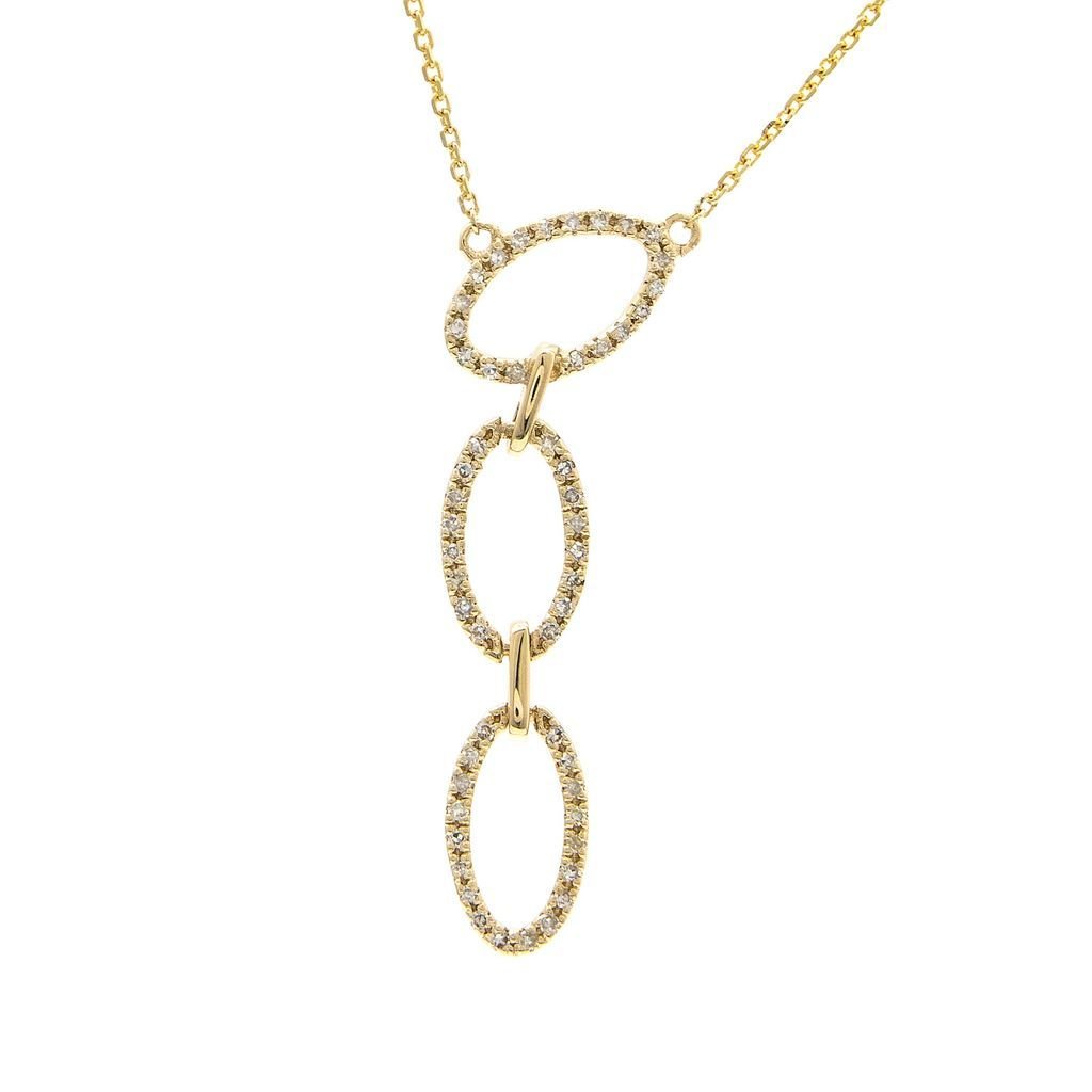 14K Yellow Gold Fashion Single Pave Diamond Necklace Birmingham Jewelry Necklace Birmingham Jewelry