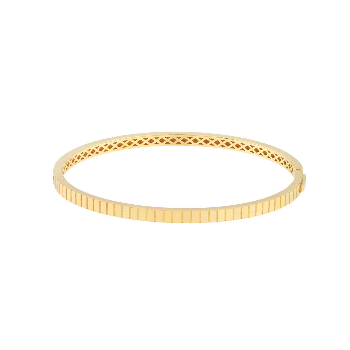 Birmingham Jewelry - 14K Yellow Gold Fluted Hinge Weave Bangle Bracelet - Birmingham Jewelry