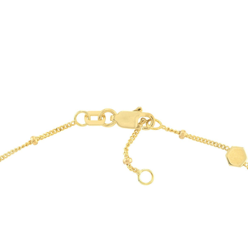 Birmingham Jewelry - 14K Yellow Gold Fluted/Polished Hexagon Adjustable Anklet - Birmingham Jewelry