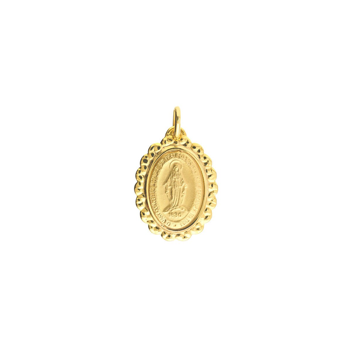 Birmingham Jewelry - 14K Yellow Gold Framed Oval Blessed Mary Medal - Birmingham Jewelry