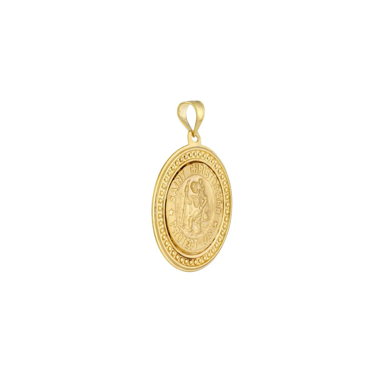 Birmingham Jewelry - 14K Yellow Gold Framed St Christopher Medal - Birmingham Jewelry