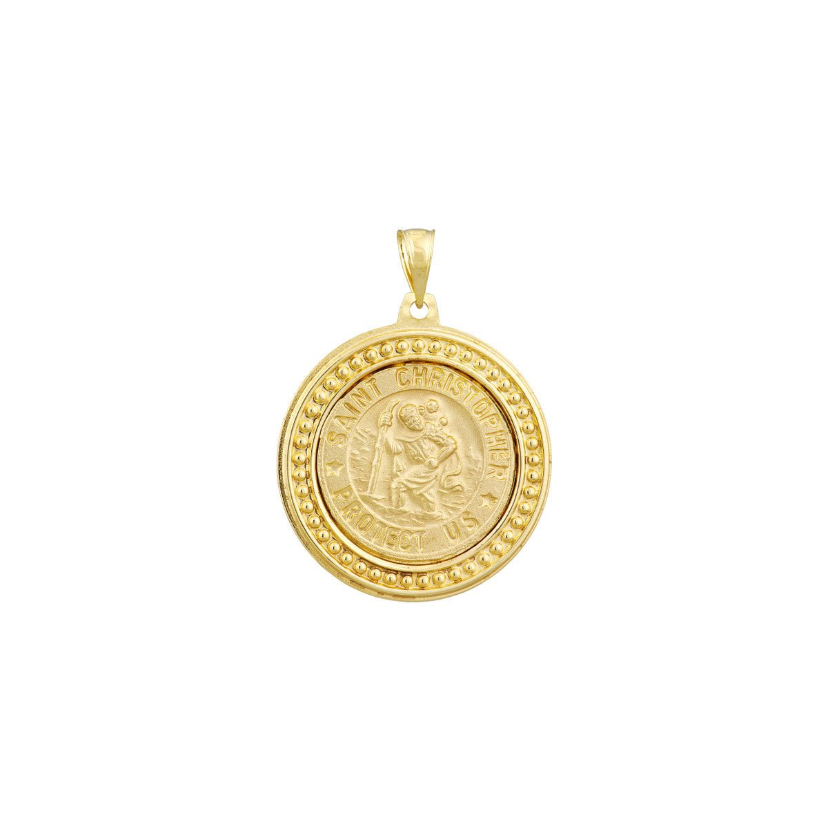 Birmingham Jewelry - 14K Yellow Gold Framed St Christopher Medal - Birmingham Jewelry