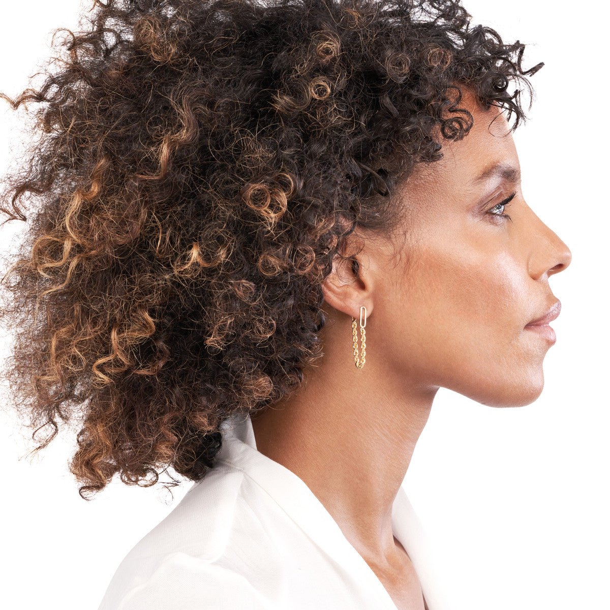 Birmingham Jewelry - 14K Yellow Gold Front to Back Paper Clip + Rope Chain Earrings - Birmingham Jewelry