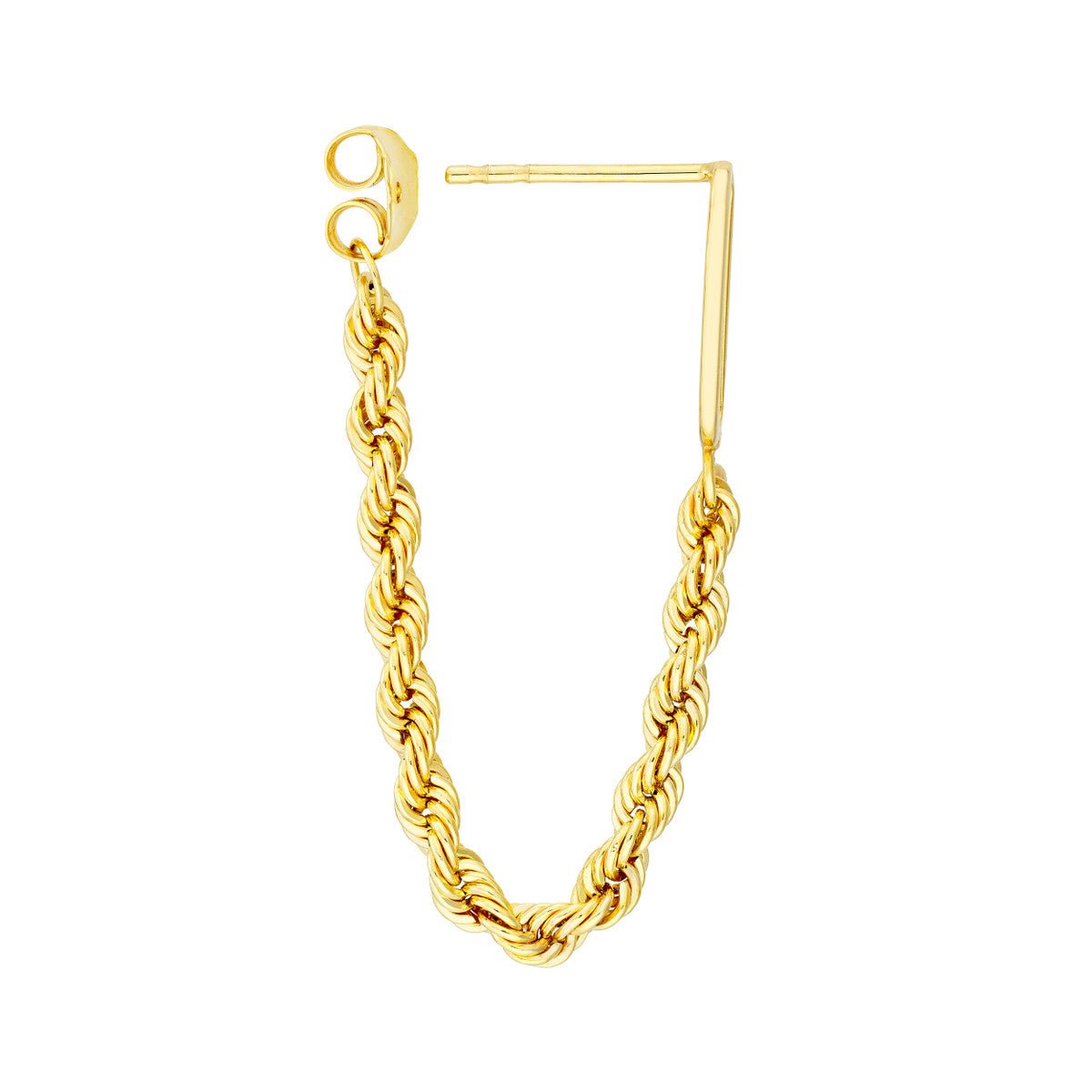 Birmingham Jewelry - 14K Yellow Gold Front to Back Paper Clip + Rope Chain Earrings - Birmingham Jewelry