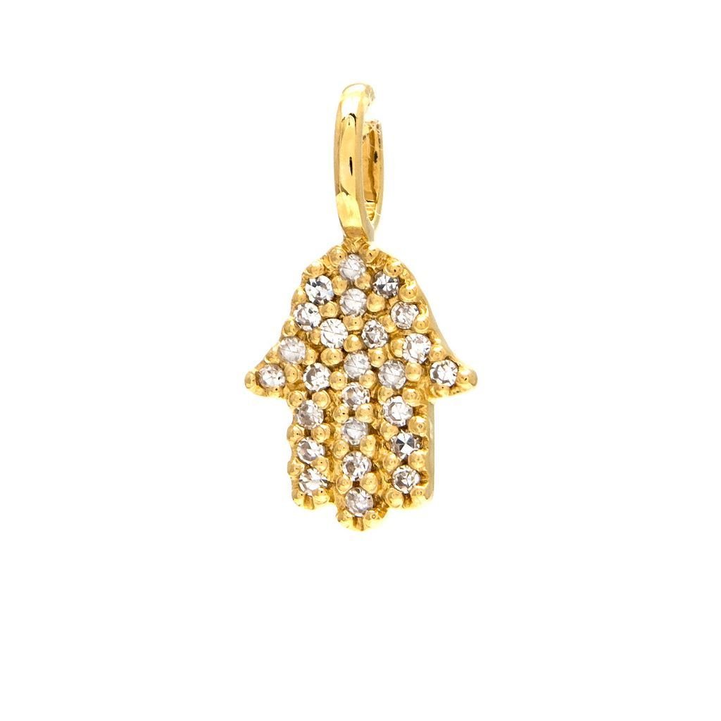 14K Yellow Gold Hand Single Pave Diamond Pendant Birmingham Jewelry Pendant Birmingham Jewelry