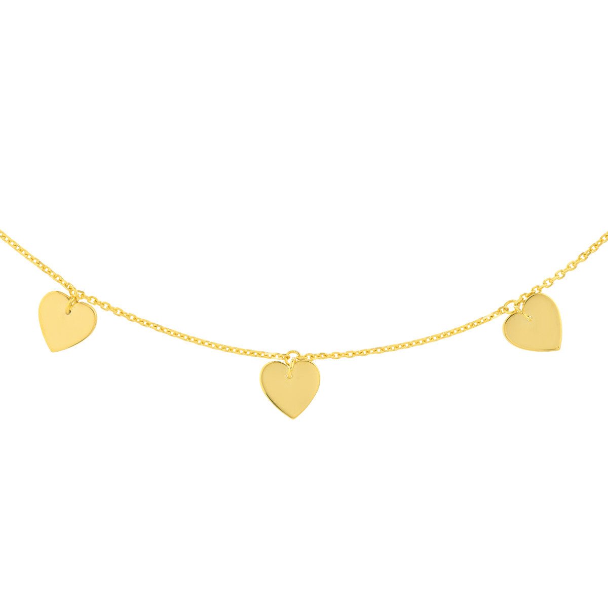 Birmingham Jewelry - 14K Yellow Gold Heart Dangles Adjustable Choker - Birmingham Jewelry