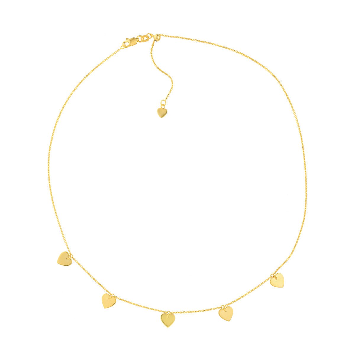 Birmingham Jewelry - 14K Yellow Gold Heart Dangles Adjustable Choker - Birmingham Jewelry