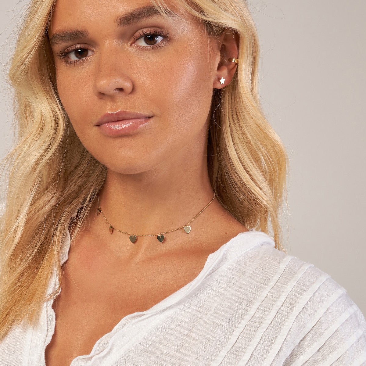 Birmingham Jewelry - 14K Yellow Gold Heart Dangles Adjustable Choker - Birmingham Jewelry