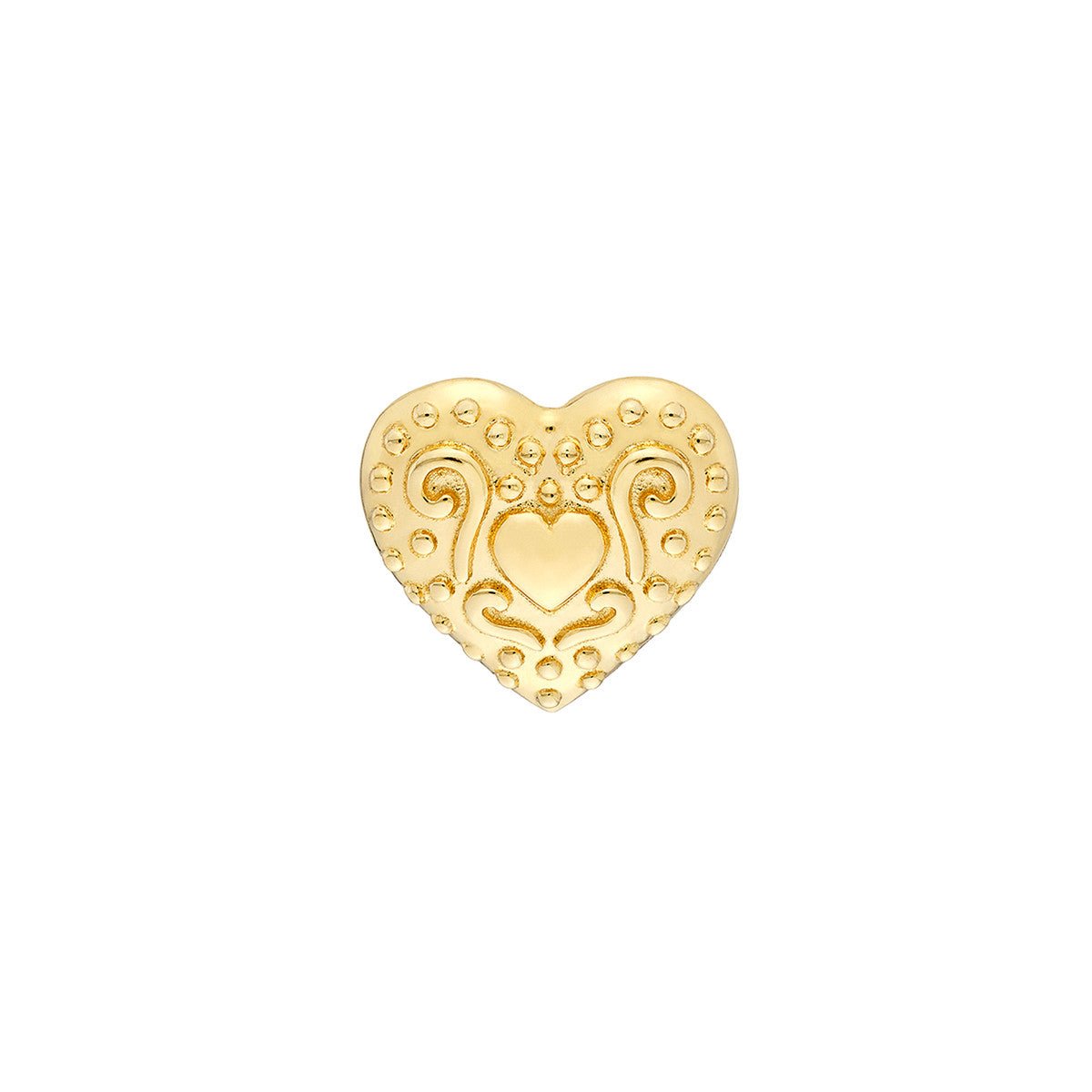 Birmingham Jewelry - 14K Yellow Gold Heart Pattern Stud Earrings - Birmingham Jewelry