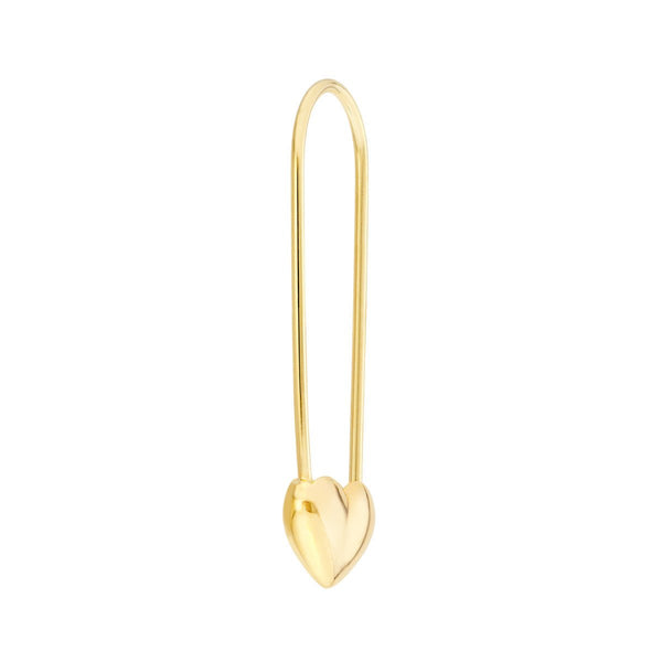 14K Yellow Gold Mini Huggie Hoop Earrings with Heart Drop
