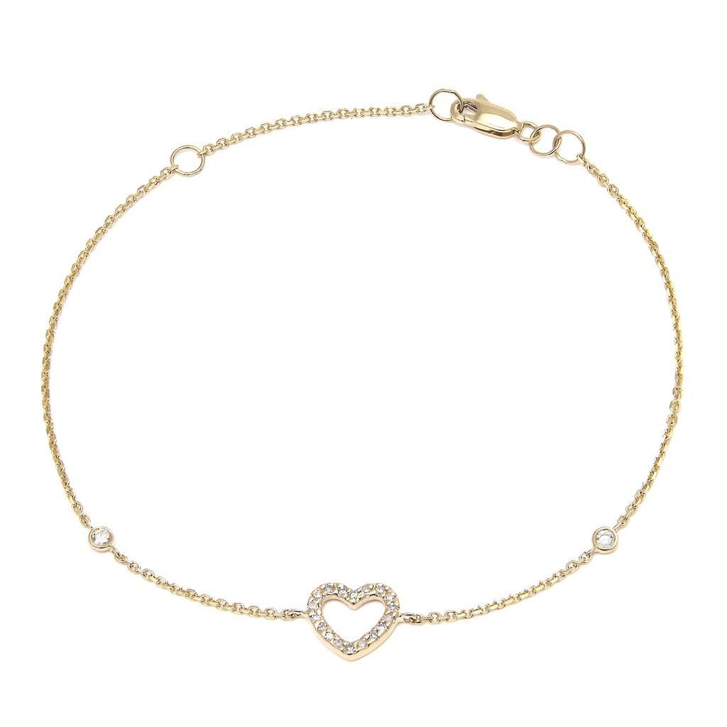 14K Yellow Gold Heart Single Micro Pave Diamond Bracelet Birmingham Jewelry Bracelet Birmingham Jewelry