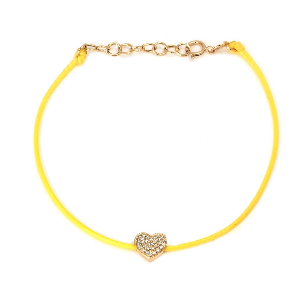 14K Yellow Gold Heart Single Pave Diamond Bracelet Birmingham Jewelry Bracelet Birmingham Jewelry
