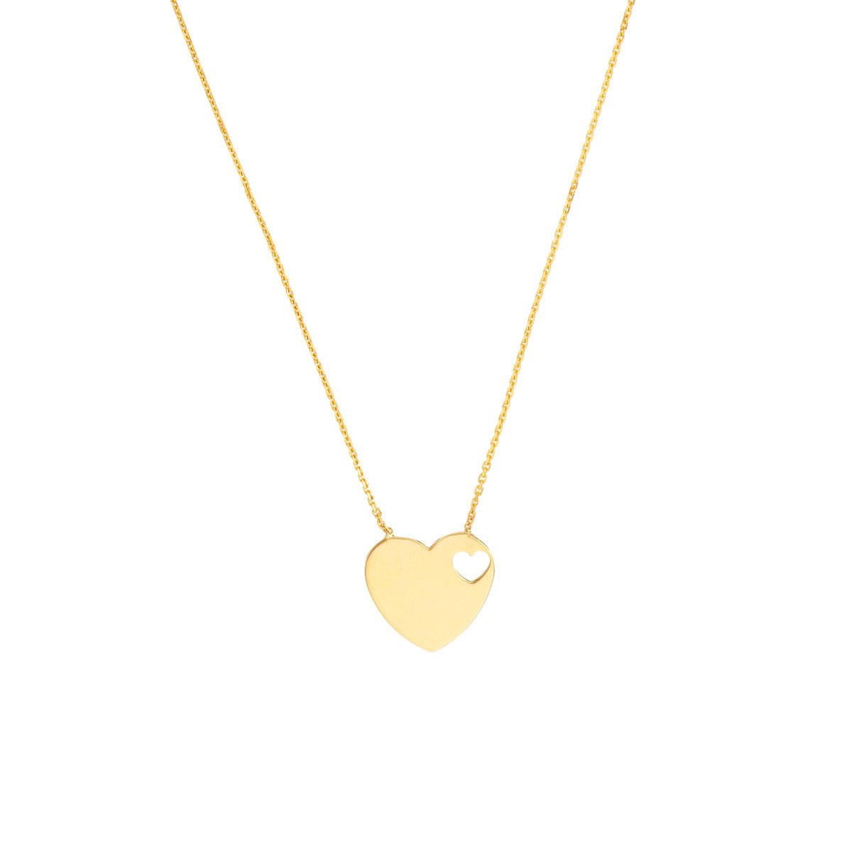 Birmingham Jewelry - 14K Yellow Gold Heart with Cutout Adjustable Necklace - Birmingham Jewelry