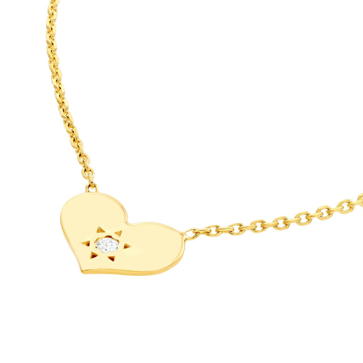 Birmingham Jewelry - 14K Yellow Gold Heart with Diamond Adjustable Necklace - Birmingham Jewelry