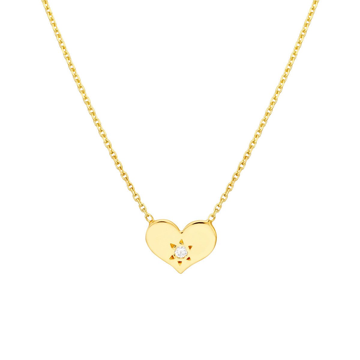 Birmingham Jewelry - 14K Yellow Gold Heart with Diamond Adjustable Necklace - Birmingham Jewelry