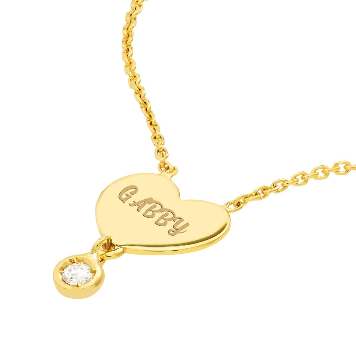 Birmingham Jewelry - 14K Yellow Gold Heart with Diamond Drop Adjustable Necklace - Birmingham Jewelry