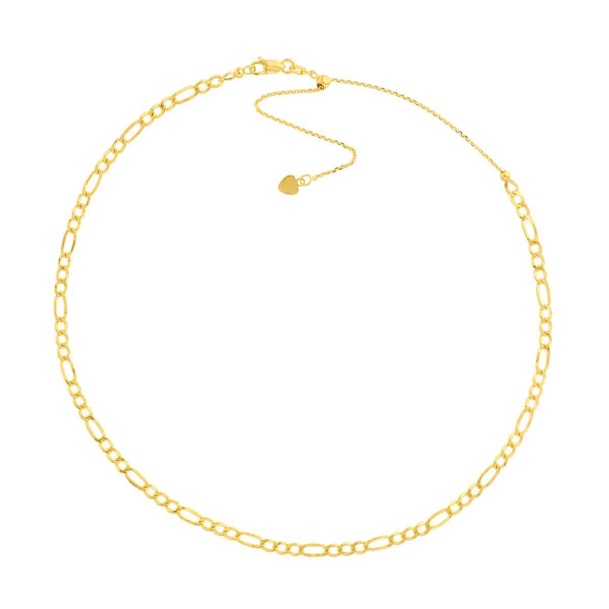 14K Yellow Gold Hollow Figaro Chain Adjustable Choker Birmingham Jewelry Choker Birmingham Jewelry