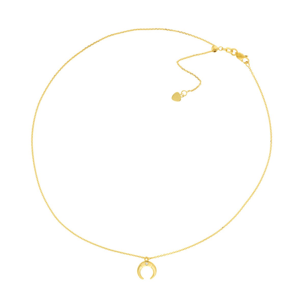 Birmingham Jewelry - 14K Yellow Gold Horn Drop with Diamond Adjustable Choker - Birmingham Jewelry