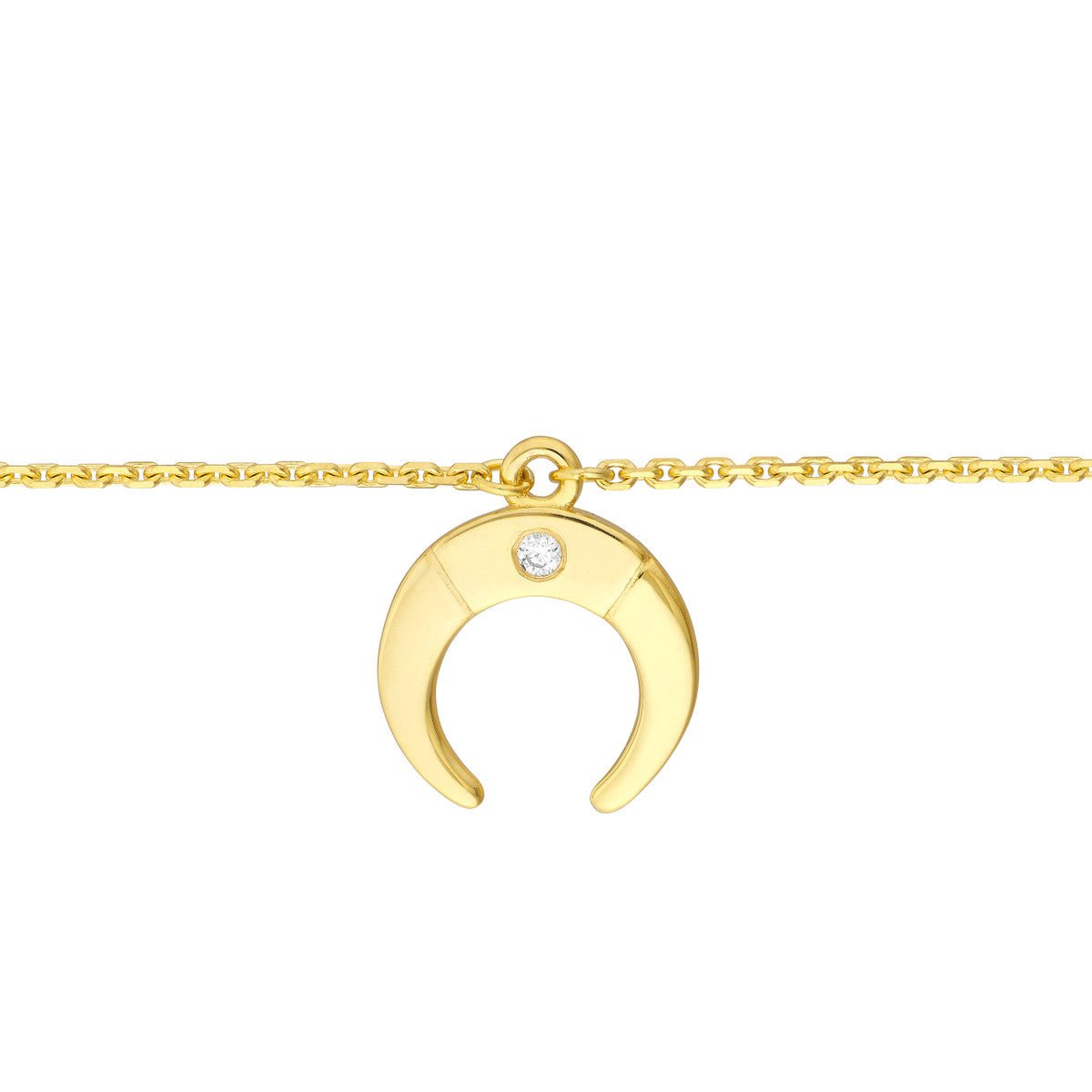 Birmingham Jewelry - 14K Yellow Gold Horn Drop with Diamond Adjustable Choker - Birmingham Jewelry
