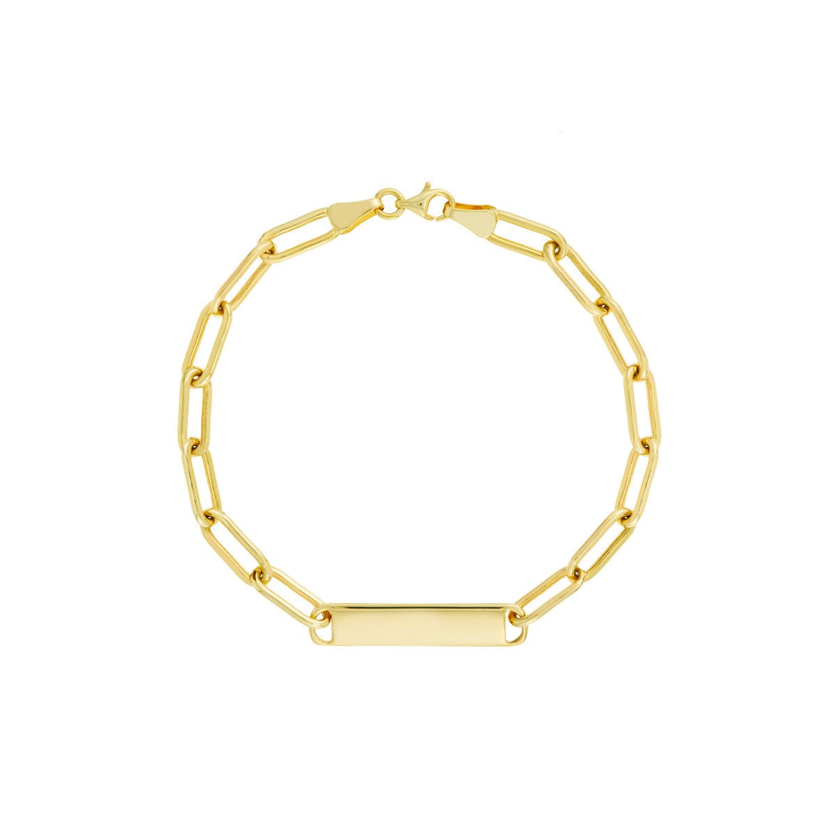 Birmingham Jewelry - 14K Yellow Gold ID Bar Paper Clip Chain Bracelet - Birmingham Jewelry
