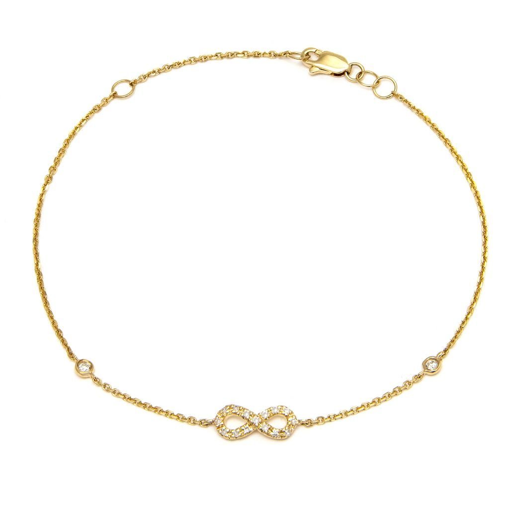 14K Yellow Gold Infinity Single Micro Pave Diamond Bracelet Birmingham Jewelry Bracelet Birmingham Jewelry