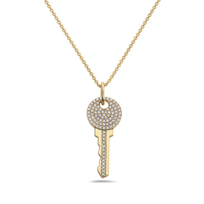 14K Yellow Gold Key Diamond Pendant Birmingham Jewelry Necklace Birmingham Jewelry