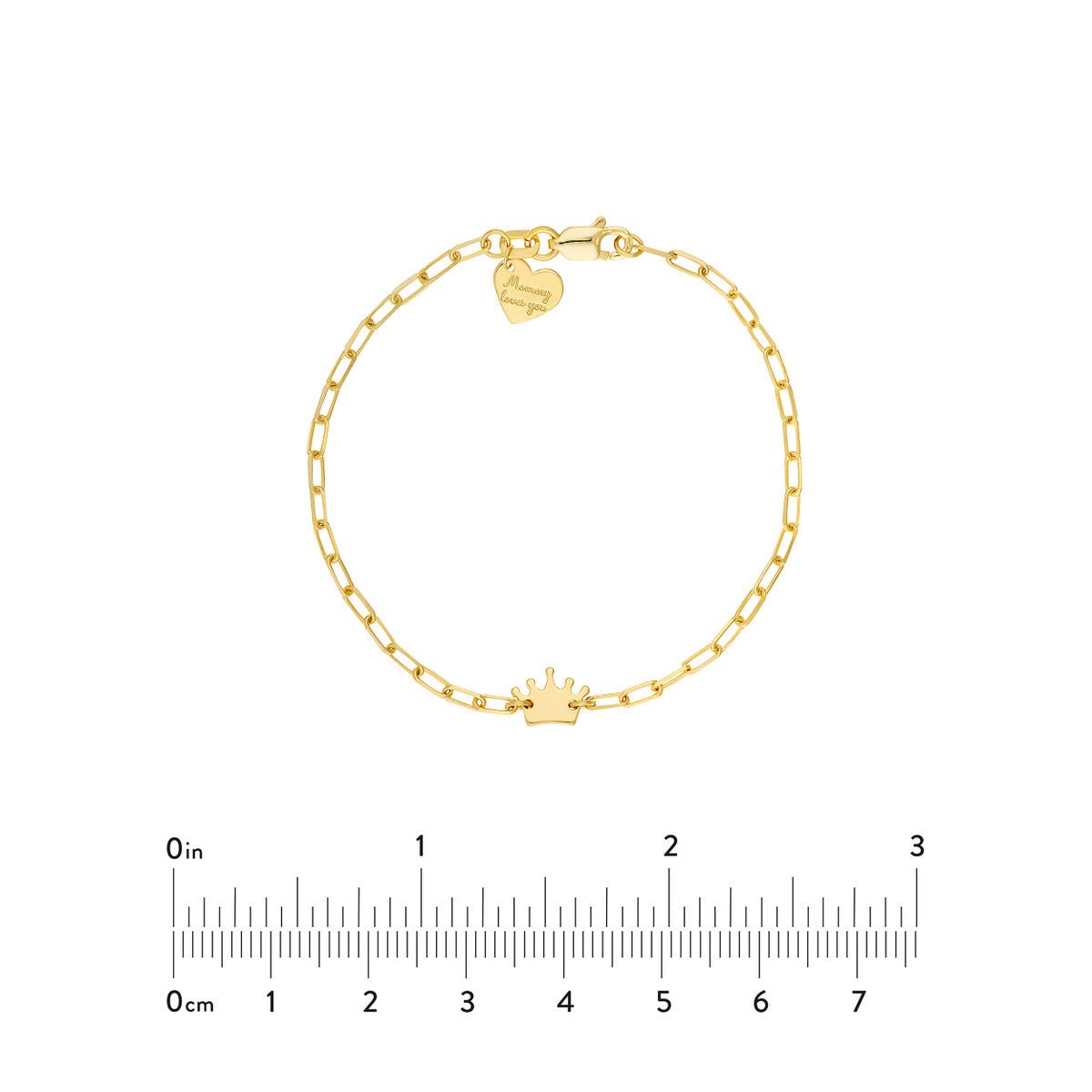 Birmingham Jewelry - 14K Yellow Gold Kid's Paper Clip Chain Bracelet with Crown - Birmingham Jewelry