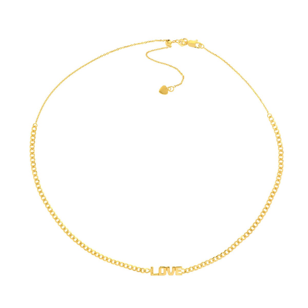 Birmingham Jewelry - 14K Yellow Gold Love Plate on Open Curb Chain Choker - Birmingham Jewelry
