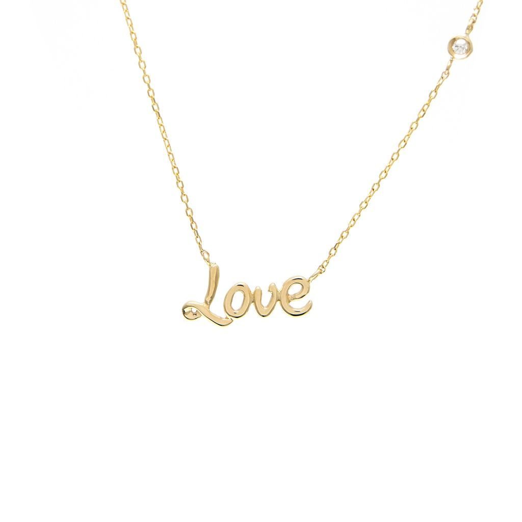 14K Yellow Gold Love Round Bezel Diamond Necklace Birmingham Jewelry Necklace Birmingham Jewelry