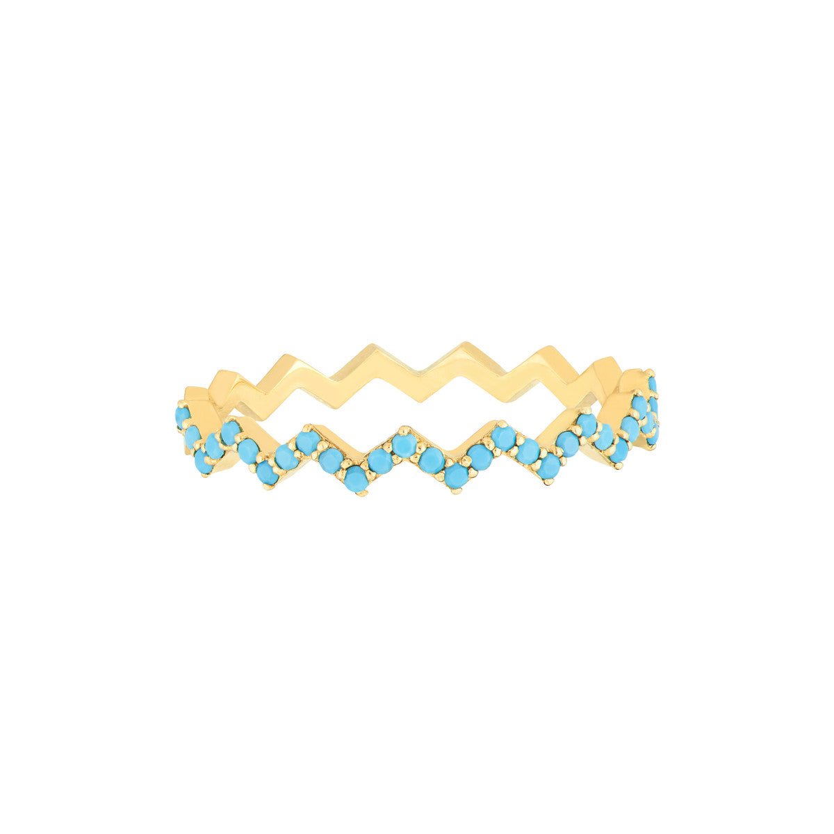 14K Yellow Gold Lt.Turquoise Stone Zig Zag Ring Birmingham Jewelry Ring Birmingham Jewelry