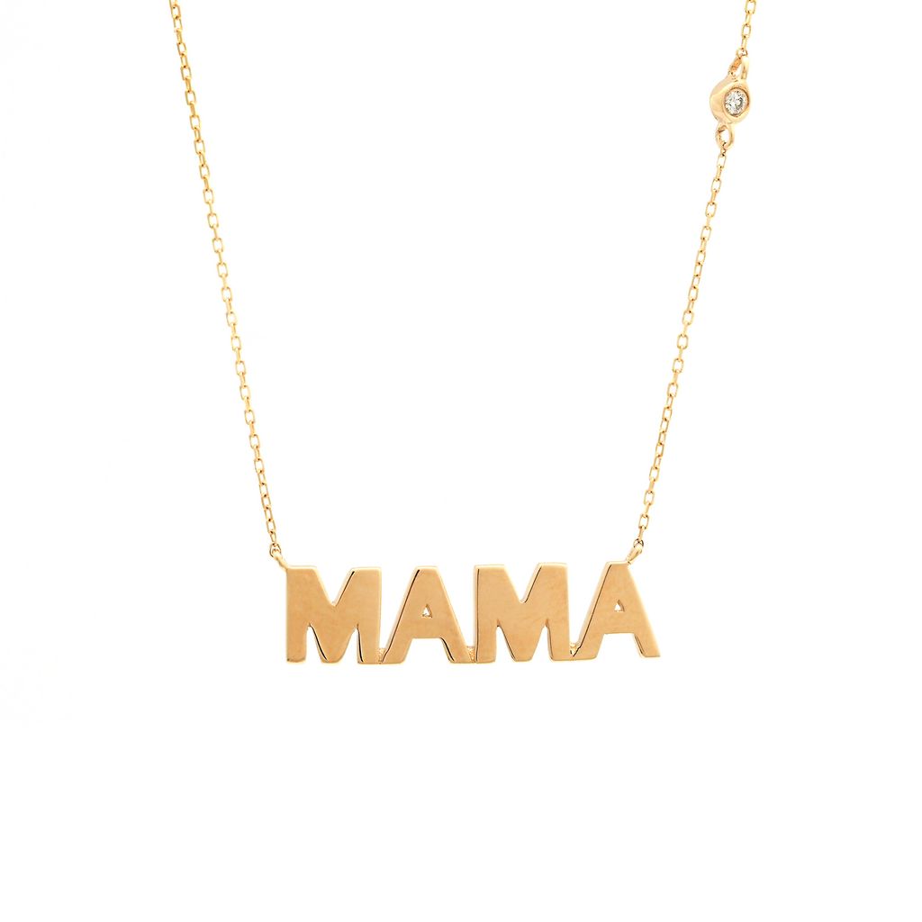 14K Yellow Gold Mama Single Bezel Diamond Necklace Birmingham Jewelry Necklace Birmingham Jewelry