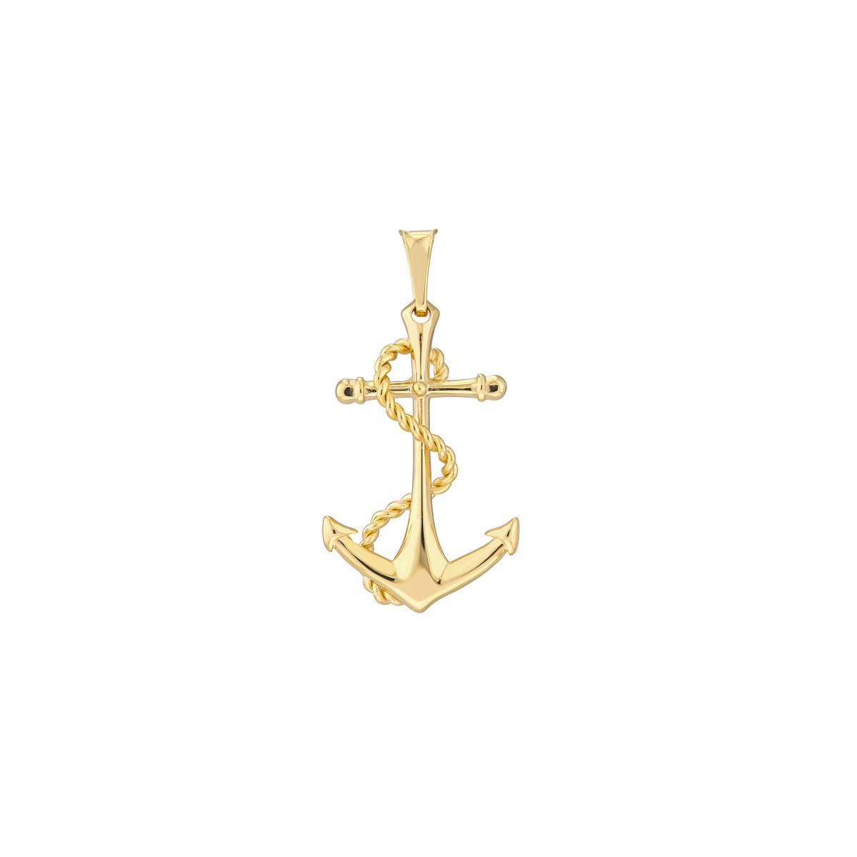 Birmingham Jewelry - 14K Yellow Gold Men's Anchor Pendant with Rope Design - Birmingham Jewelry