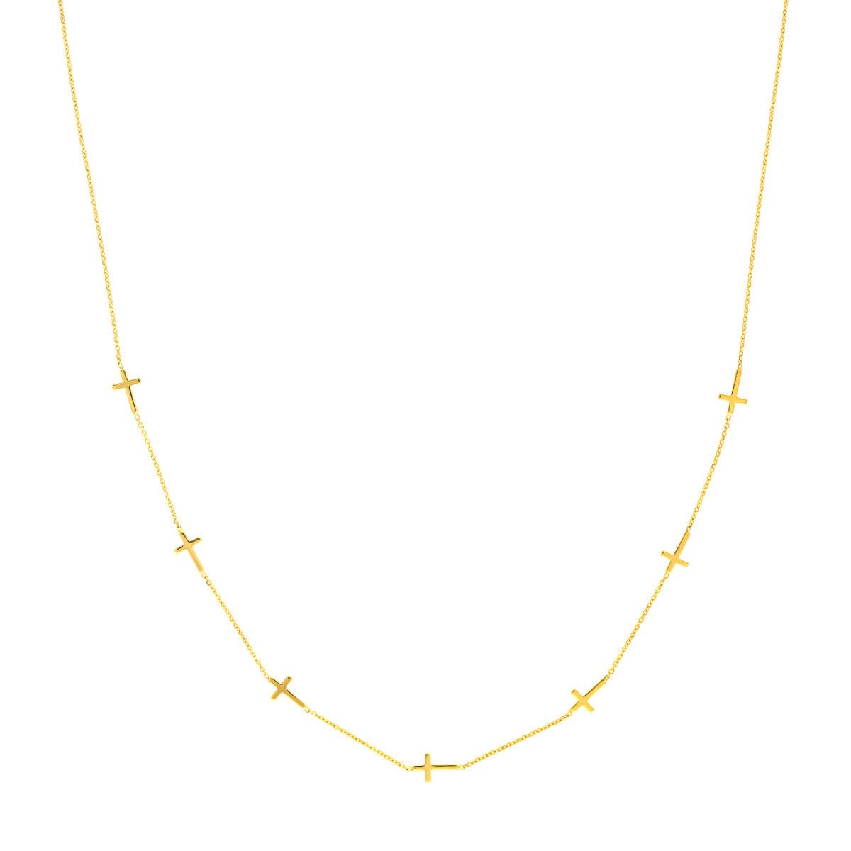 Birmingham Jewelry - 14K Yellow Gold Mini Cross Station Necklace - Birmingham Jewelry