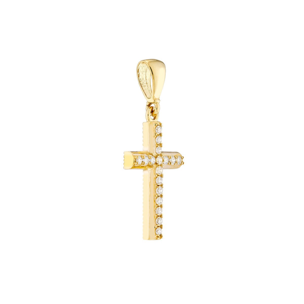 14K Yellow Gold Mini Diamond Cross Pendant Birmingham Jewelry Pendant Birmingham Jewelry
