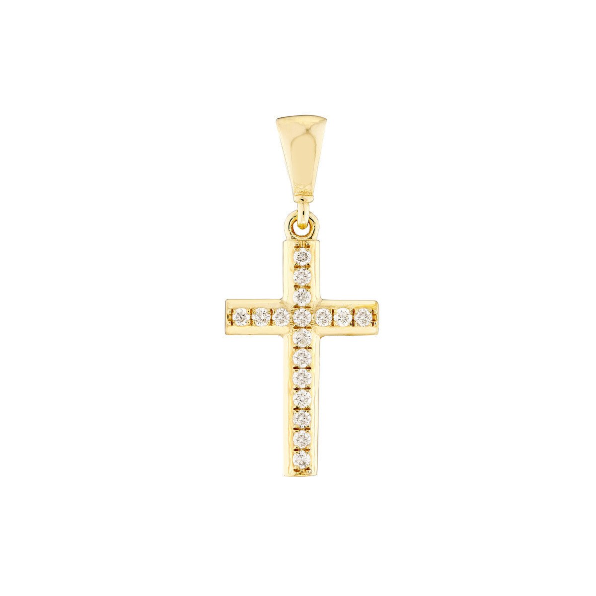 14K Yellow Gold Mini Diamond Cross Pendant Birmingham Jewelry Pendant Birmingham Jewelry