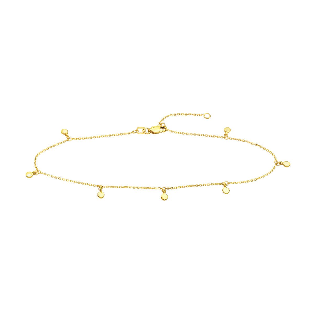 Birmingham Jewelry - 14K Yellow Gold Mini Disc Dangle Adjustable Anklet - Birmingham Jewelry