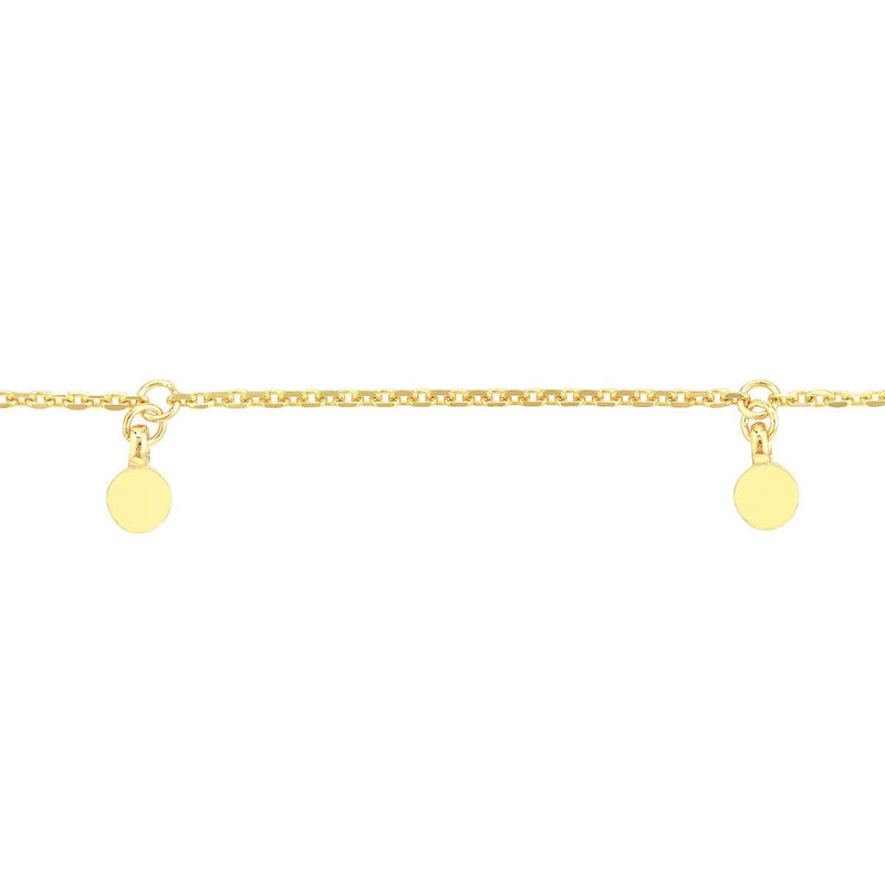 Birmingham Jewelry - 14K Yellow Gold Mini Disc Dangle Adjustable Anklet - Birmingham Jewelry