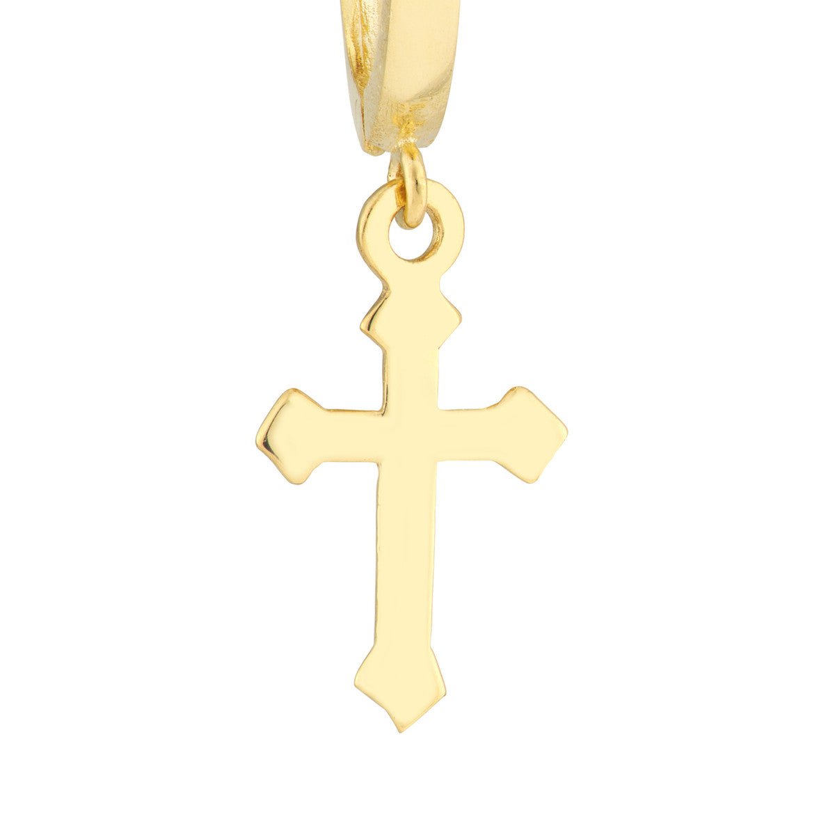 Birmingham Jewelry - 14K Yellow Gold Mini Huggie Hoop Earrings with Cross Drop - Birmingham Jewelry