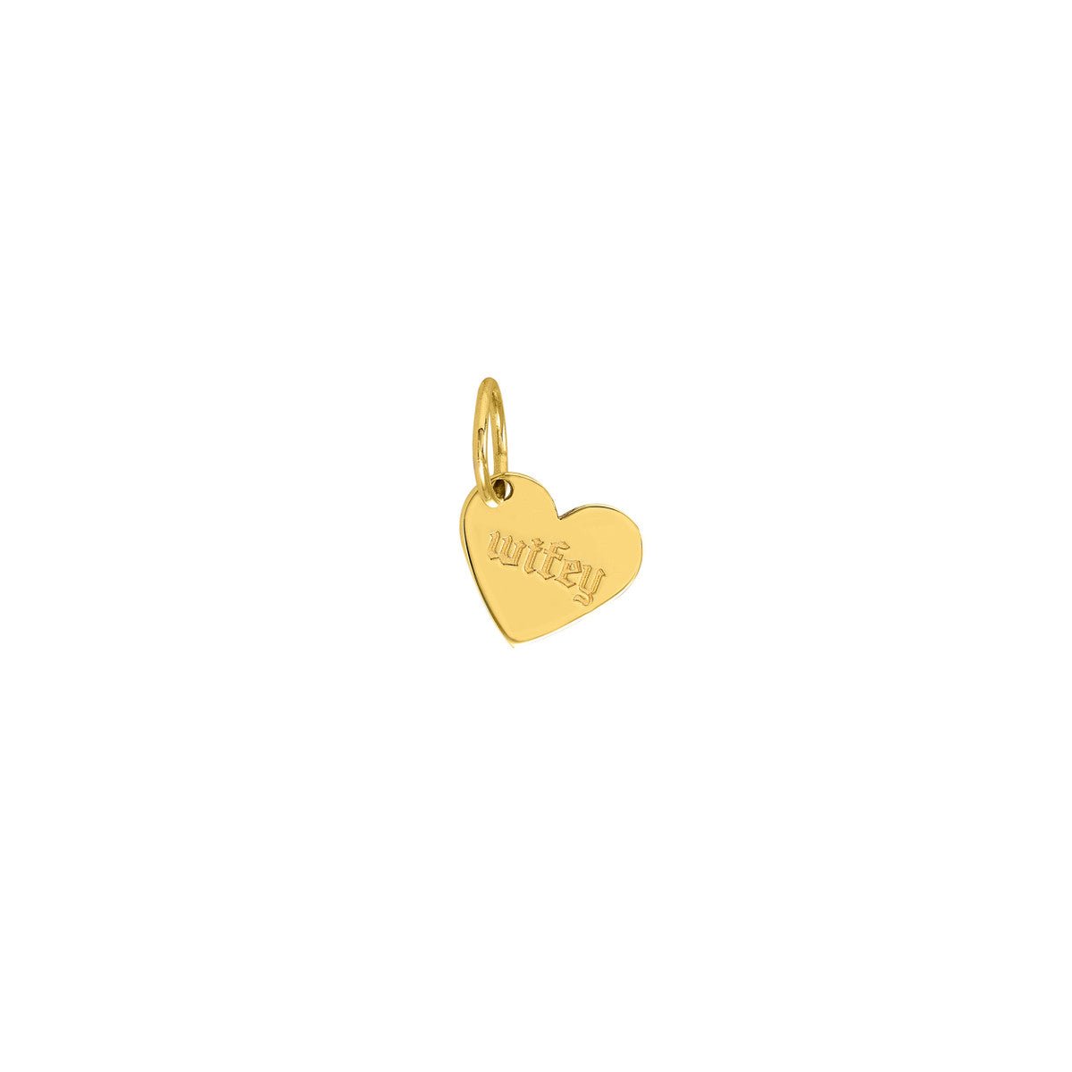 Birmingham Jewelry - 14K Yellow Gold Mini Slanted Heart Engravable Charm - Birmingham Jewelry