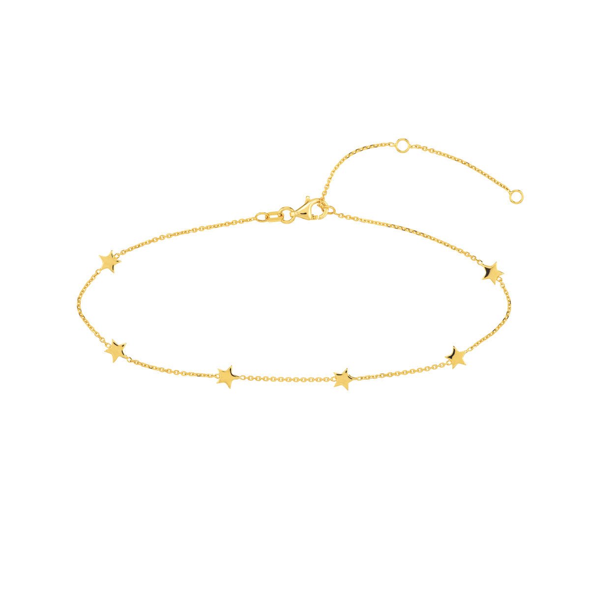 14K Yellow Gold Mini Star Station Anklet Birmingham Jewelry Anklet Birmingham Jewelry