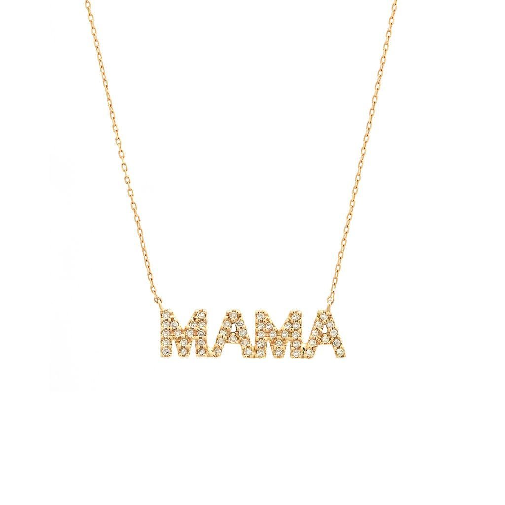 14K Yellow Gold Mommy Single Micro Pave Diamond Necklace Birmingham Jewelry Necklace Birmingham Jewelry