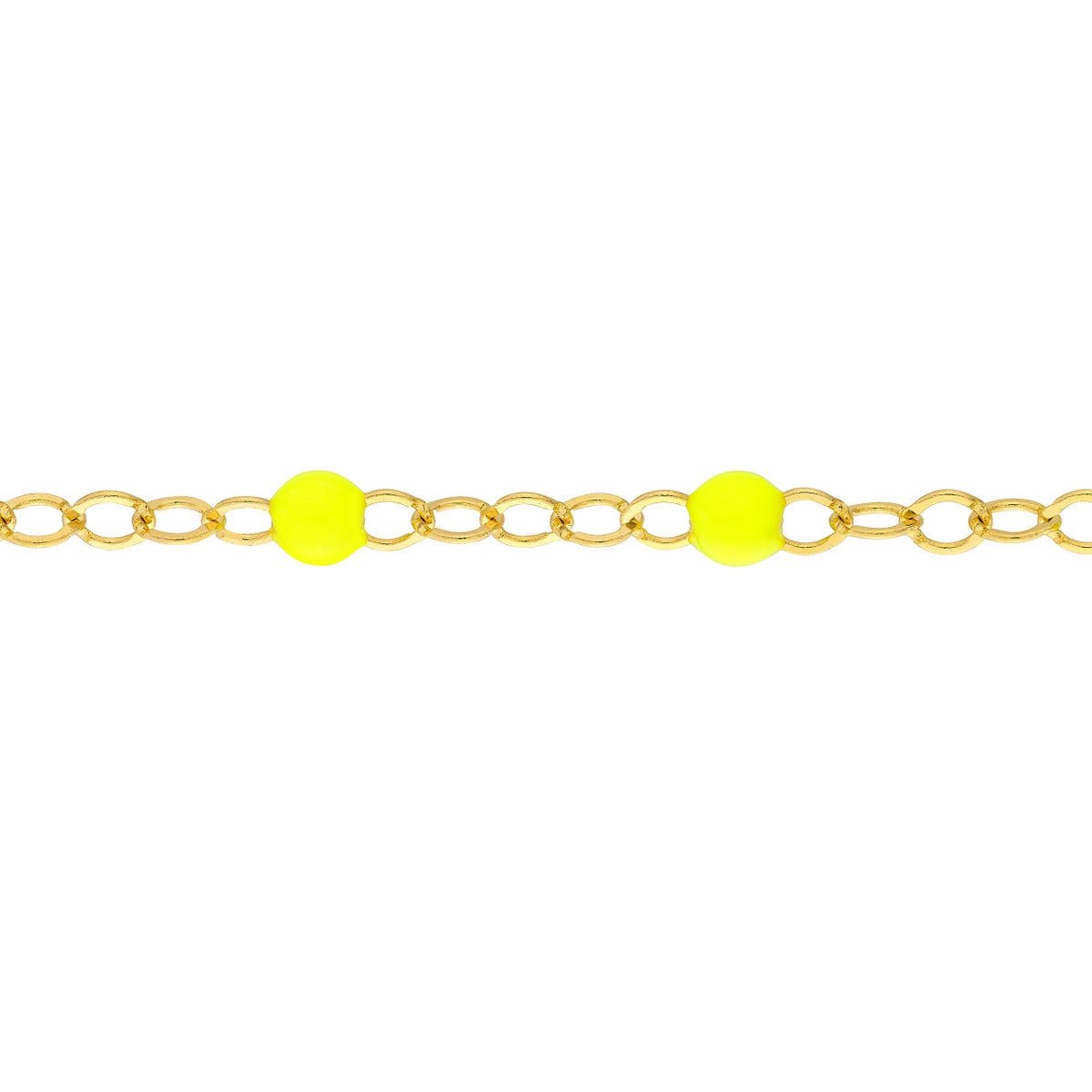 14K Yellow Gold Neon Yellow Enamel Bead Piatto Chain Bracelet Birmingham Jewelry Bracelet Birmingham Jewelry