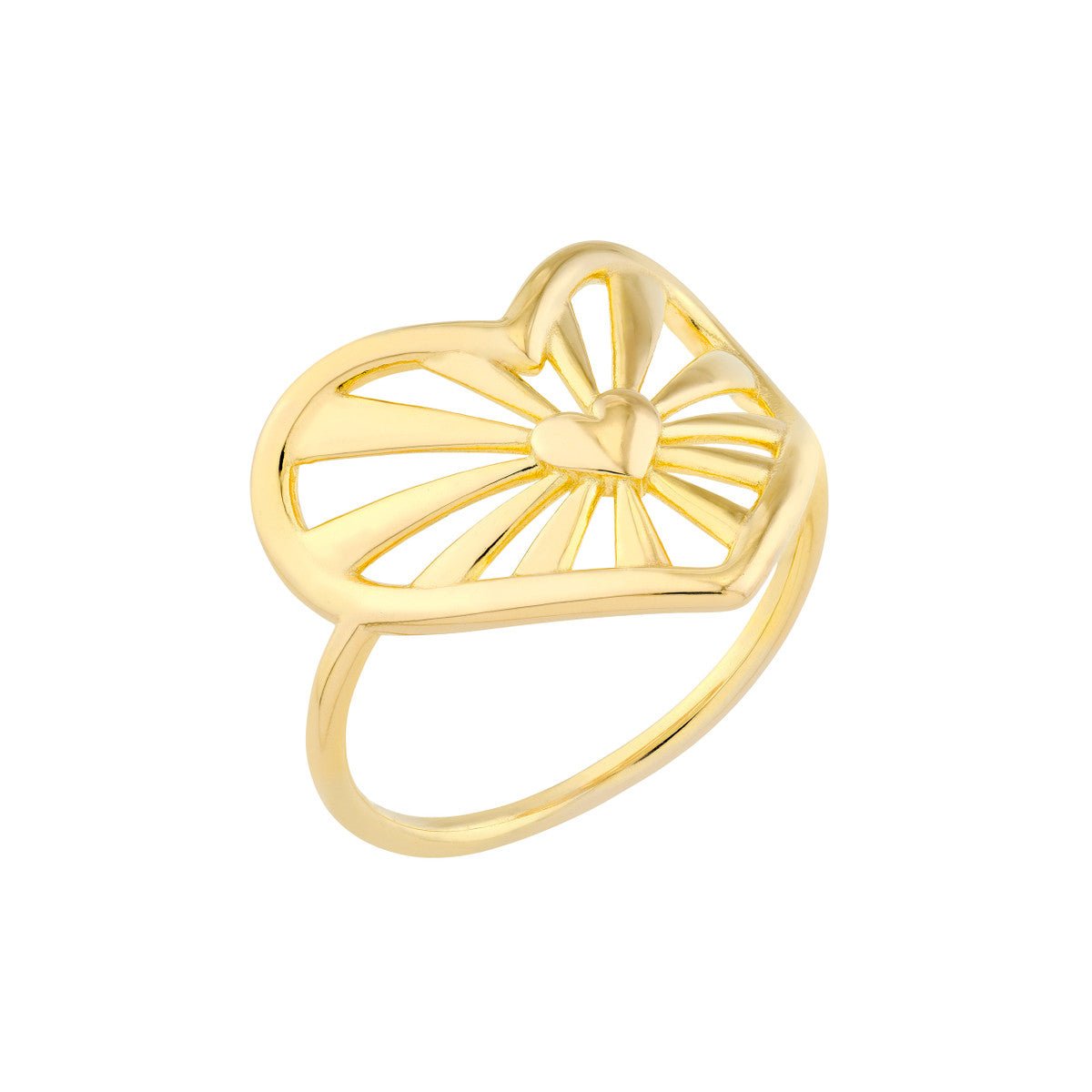 Birmingham Jewelry - 14K Yellow Gold Open Center Heart Ring - Birmingham Jewelry