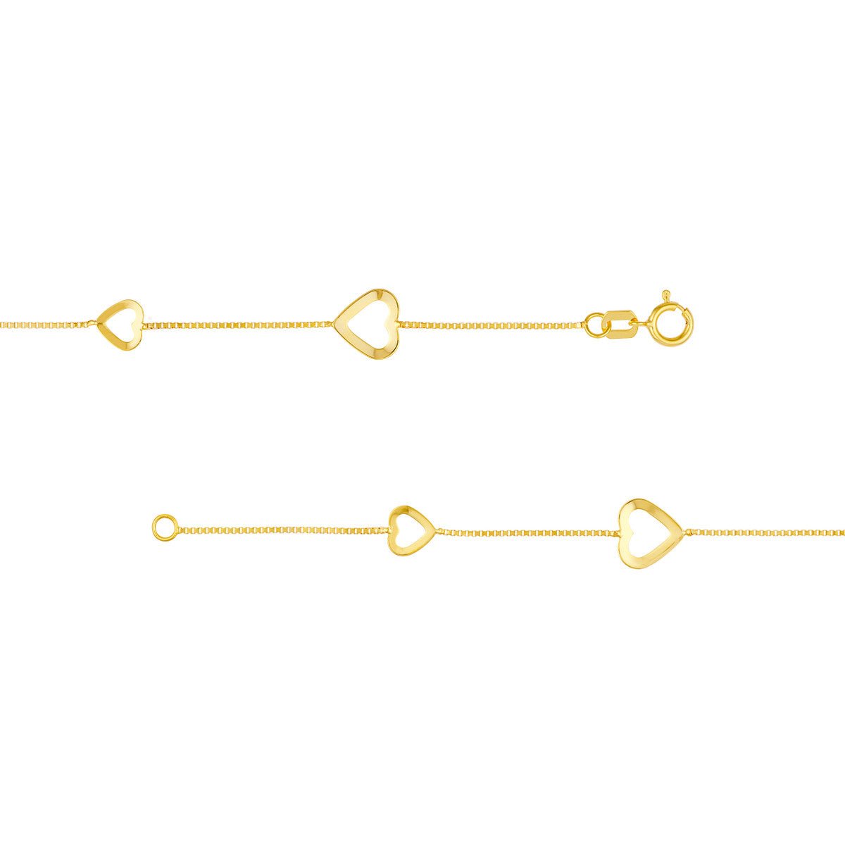 Birmingham Jewelry - 14K Yellow Gold Open Heart on Box Chain Adj. Necklace - Birmingham Jewelry
