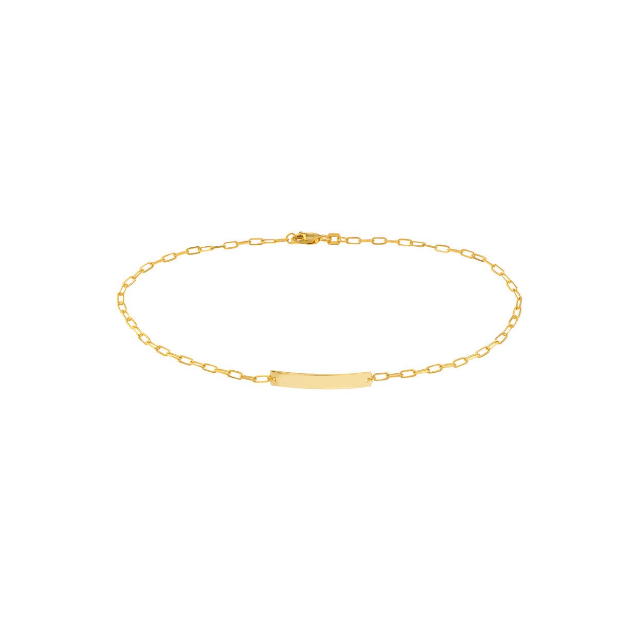 Birmingham Jewelry - 14K Yellow Gold Paper Clip Anklet with ID Bar Anklet - Birmingham Jewelry