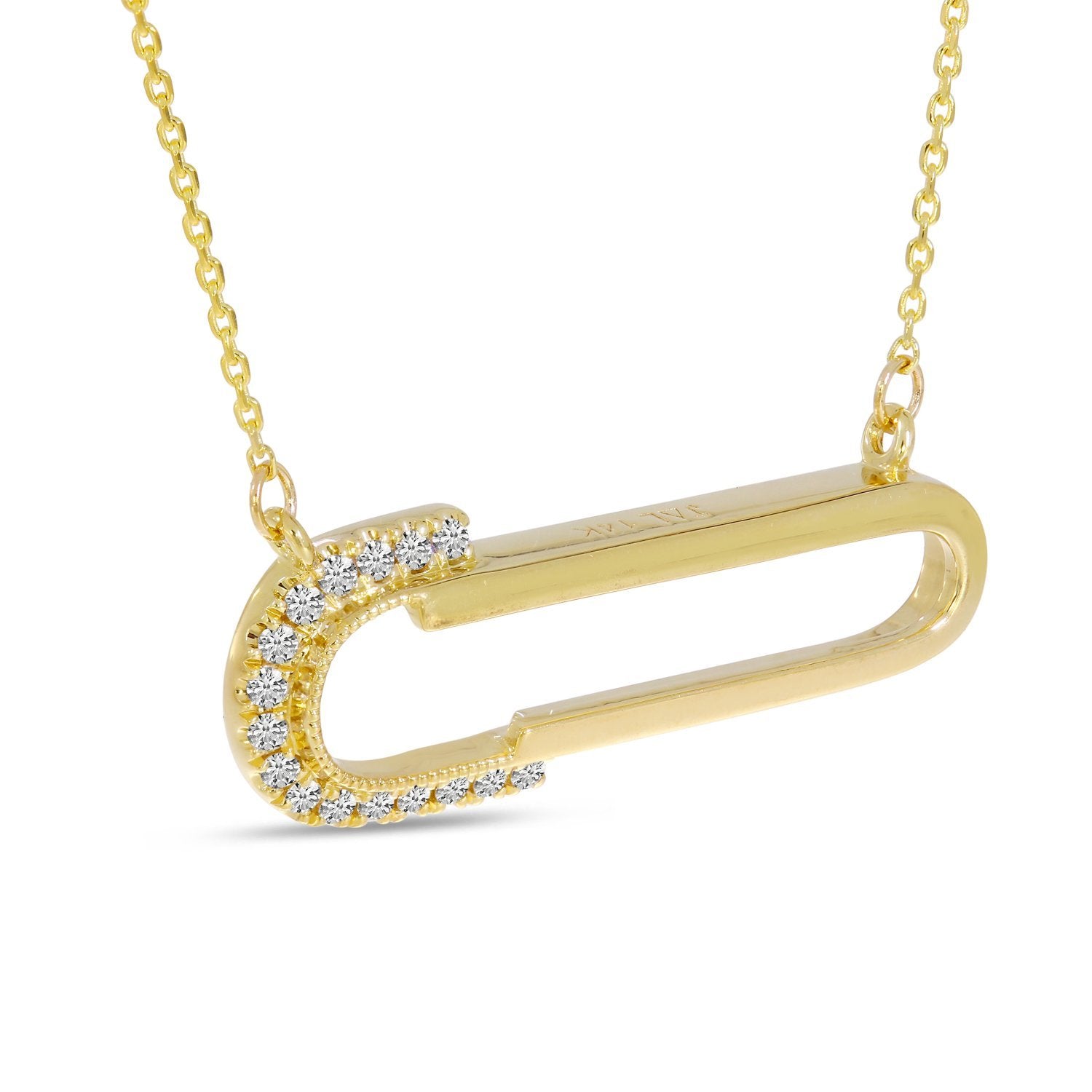 14K Yellow Gold Paper Clip Diamond Necklace Birmingham Jewelry Necklace Birmingham Jewelry