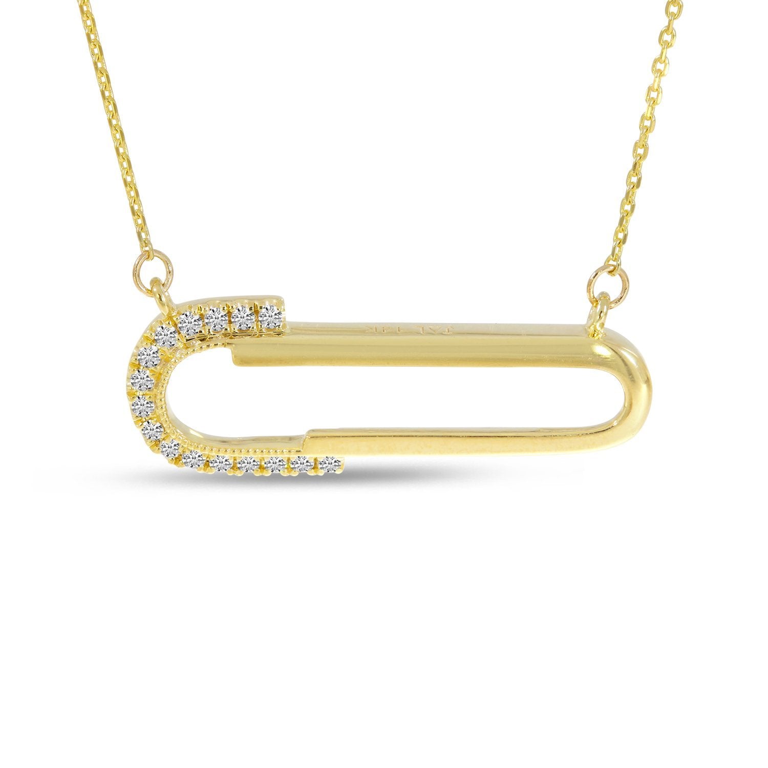 14K Yellow Gold Paper Clip Diamond Necklace Birmingham Jewelry Necklace Birmingham Jewelry