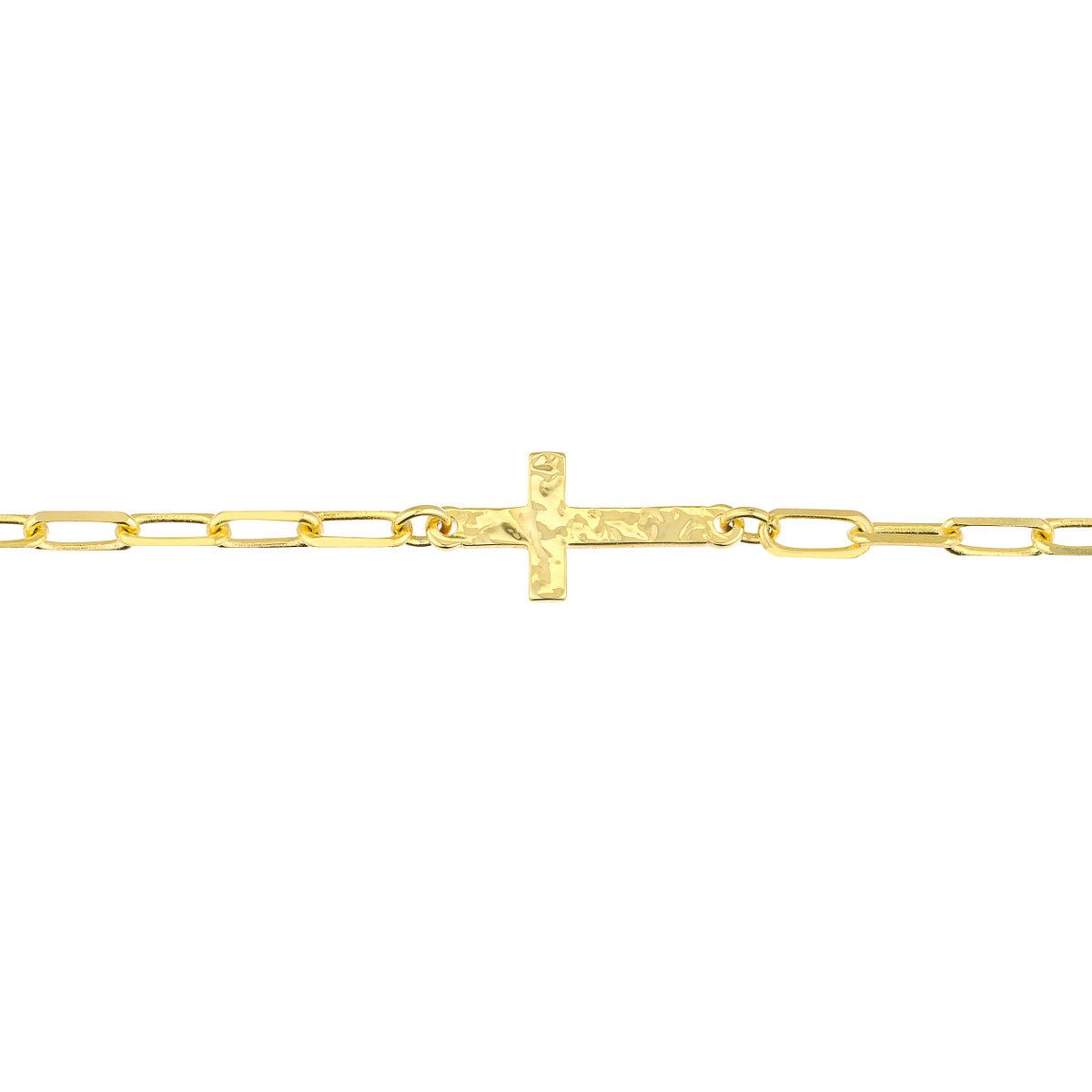 Birmingham Jewelry - 14K Yellow Gold Paper Clip with Cross Anklet - Birmingham Jewelry