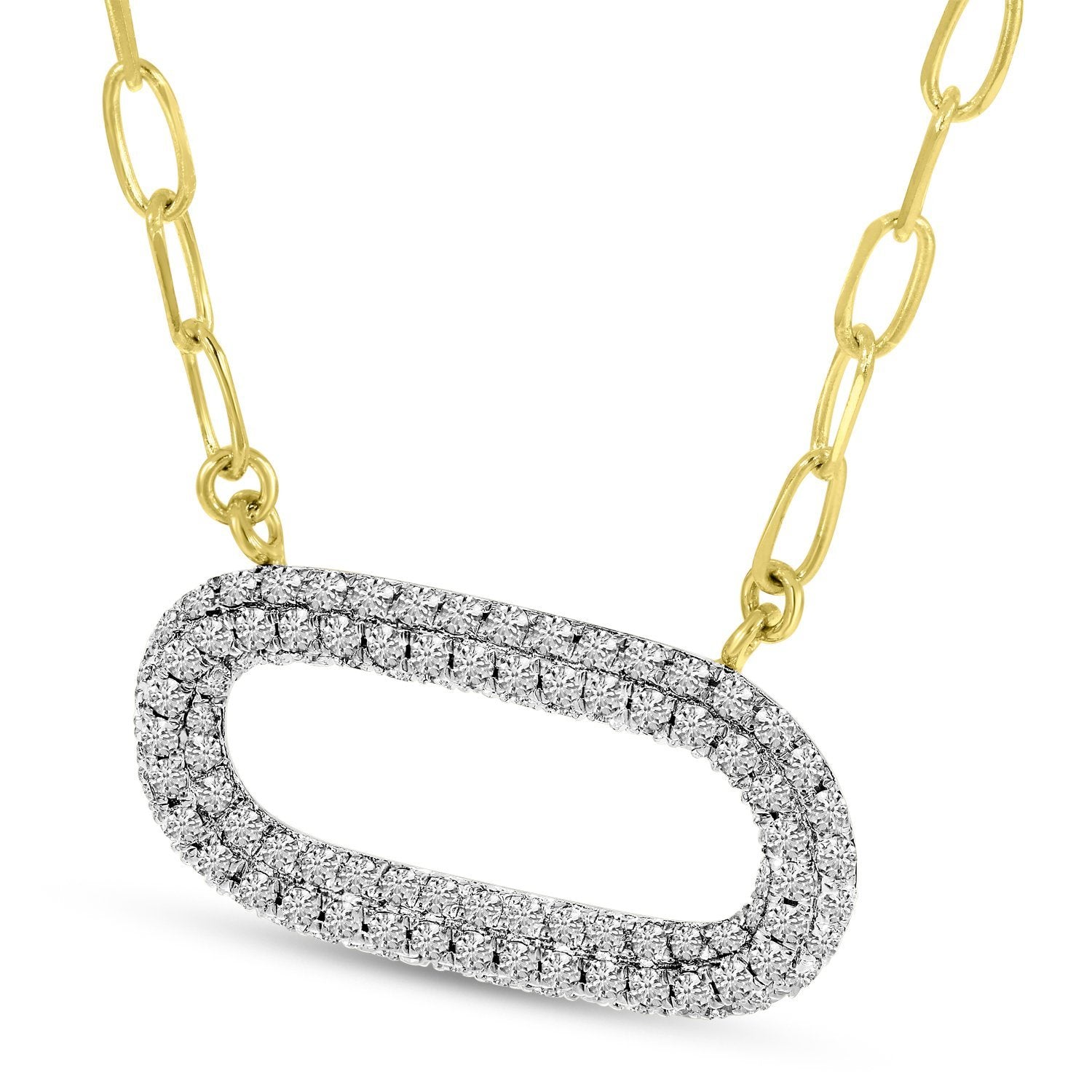 14K Yellow Gold Pave Diamond Paperclip Necklace Birmingham Jewelry Necklace Birmingham Jewelry